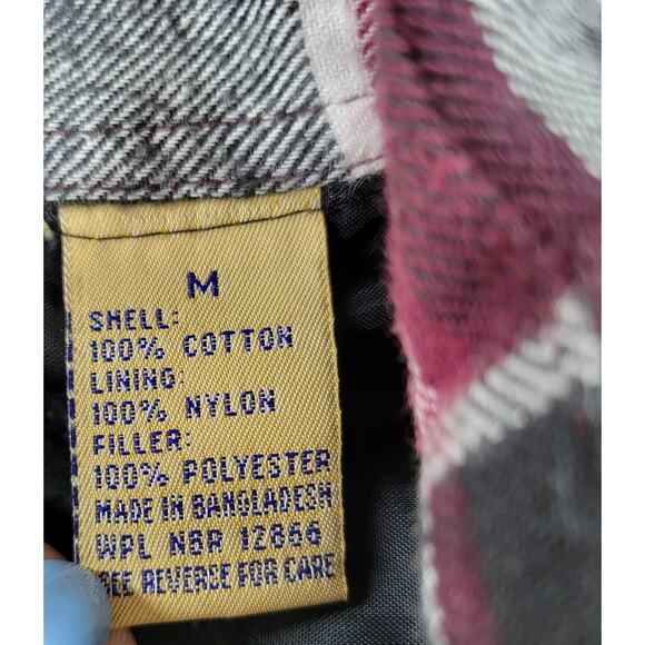 Vintage Northwest Blue Mens Jacket M Red Black Plaid Quilt Lined Flannel Shacket - Picture 10 of 16